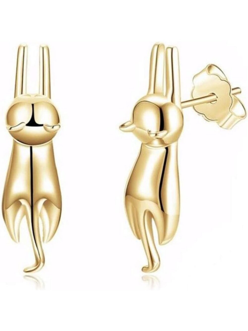 Sterling Silver Hanging Kitten Cat Earrings for Women - Cute Animal Jewelry